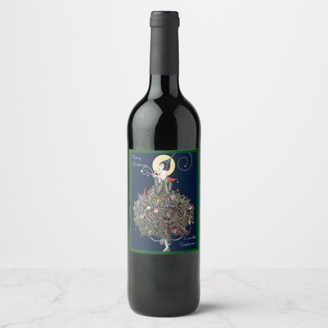 Rótulo De Garrafa De Cerveja Árvore de Natal de Moda Art Déco Retro (Frente)