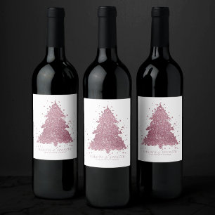 Rótulo De Garrafa De Cerveja Árvore de Natal Elegante   Dusty Mauve Pink Splatt