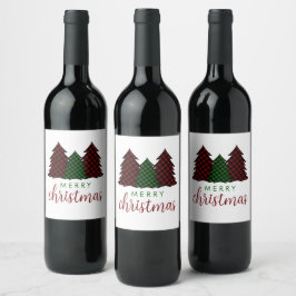 Rótulo De Garrafa De Cerveja Árvore de Natal Feliz da Xadrez de Natal