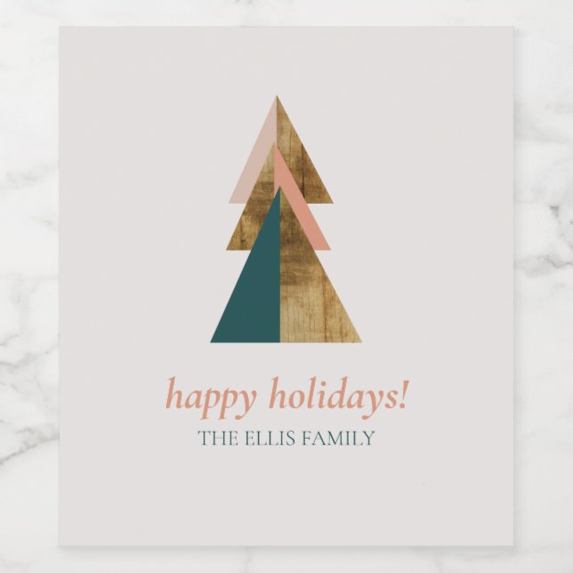 Rótulo De Garrafa De Cerveja Árvore de Natal mínima (Rótulo Único)