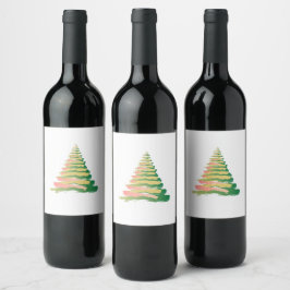 Rótulo De Garrafa De Cerveja Árvore de Natal Minimalista com Pinceladas