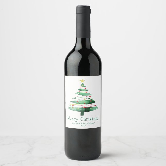 RÓTULO DE GARRAFA DE CERVEJA ÁRVORE DE NATAL MODERNA (Frente)