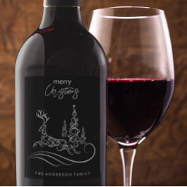 Rótulo De Garrafa De Cerveja Árvore de Natal Moderna e Elegante e Reindeer