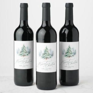 Rótulo De Garrafa De Cerveja Árvore de Pinheiro de Script Moderno Feliz Natal