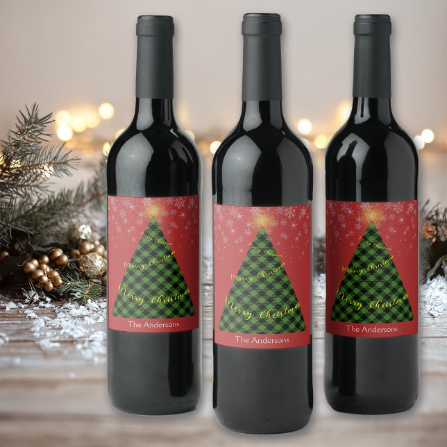 Rótulo De Garrafa De Cerveja Árvore de Xadrezes de Natal Snowy Personalize (Criador carregado)