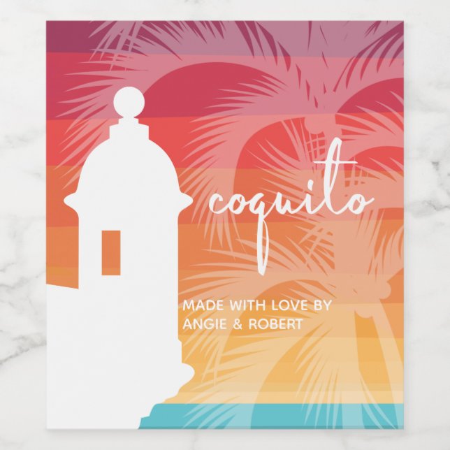 Rótulo De Garrafa De Cerveja Árvore Palm Coquito (Rótulo Único)