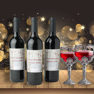 Rótulo De Garrafa De Cerveja Árvores Brancas Florestas de Inverno Cardinais Ver