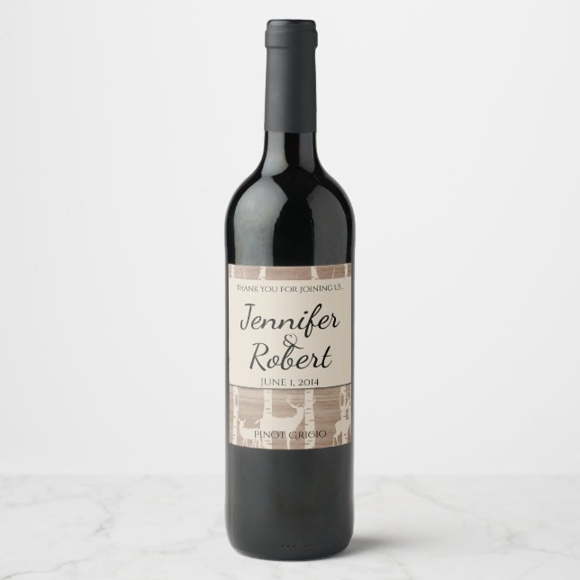 Rótulo De Garrafa De Cerveja Árvores de Aves Russas e Rótulo de Vinho de Casame (Frente)