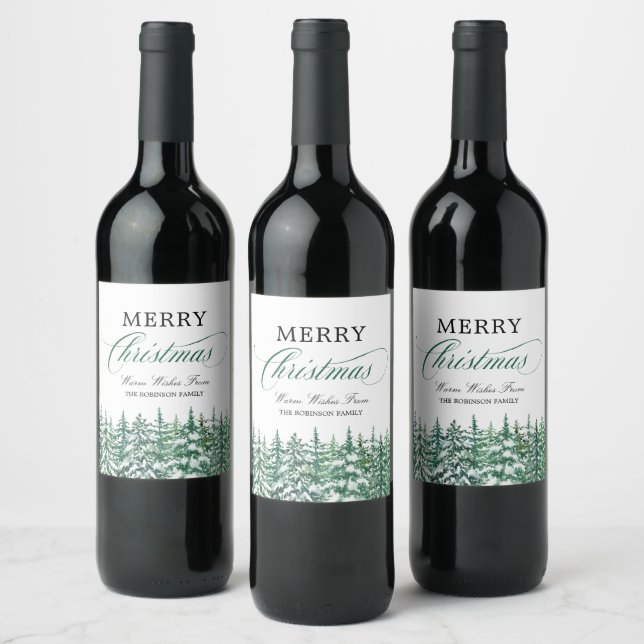 Rótulo De Garrafa De Cerveja Árvores de Natal Elegantes Letra (Garrafas)