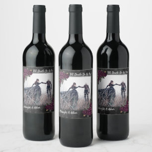 Rótulo De Garrafa De Cerveja Até que a Morte nos Separe Rosa Gótica Salve o Dia