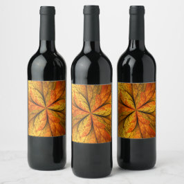 Rótulo De Garrafa De Cerveja Autumn Plant, Modern Abstrato Fractal Art Leaf