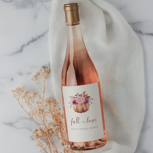 Rótulo De Garrafa De Cerveja Autumn Pumpkin & Wildflower "Fall in Love" (Criador carregado)