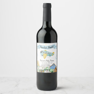 Rótulo De Garrafa De Cerveja Aventura Espera Chuveiro de Bebê Avião Aviador 
