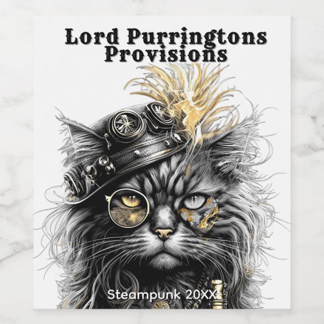 Rótulo De Garrafa De Cerveja Awesome Steampunk Cat  (Rótulo Único)