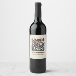 Rótulo De Garrafa De Cerveja Axolotl Asteca Xolotl pedra erodida tribal boho ar