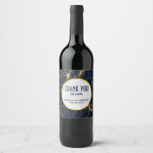 Rótulo De Garrafa De Cerveja Azul Marinho e Dourado Mármore Moderno Estiloso An