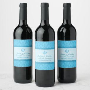 Rótulo De Garrafa De Cerveja Azul personalizado vinho da flor de lis da