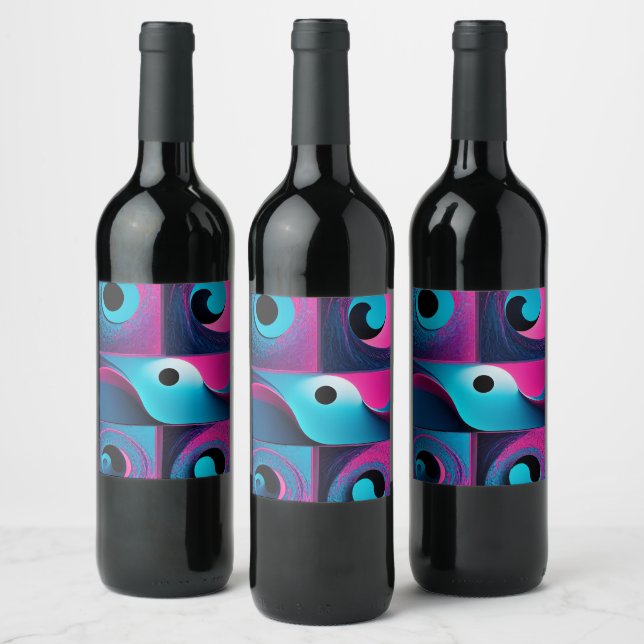 Rótulo De Garrafa De Cerveja Azul preto-rosa Geométrico (Garrafas)