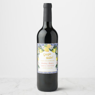 Rótulo De Garrafa De Cerveja Azulejos Azuis de Limão Italiano Grazie Mille Brid