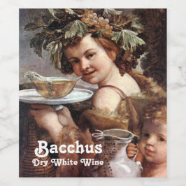 RÓTULO DE GARRAFA DE CERVEJA BACCHUS COM UVAS E BRANCO