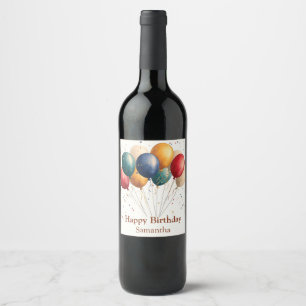 Rótulo De Garrafa De Cerveja Balões de Celebração Coloridos com Confetti