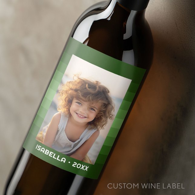Rótulo De Garrafa De Cerveja Bandas Retroativas - Verde Natal - Foto Simples (Custom Wine Bottle Label - Personalize a Sticker for a fun gift or memento)