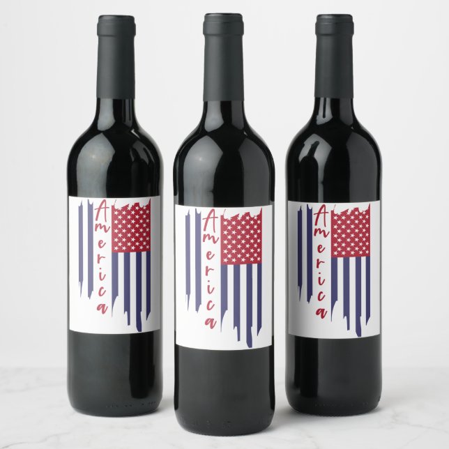 Rótulo De Garrafa De Cerveja Bandeira Artística Vertical Americana (Garrafas)
