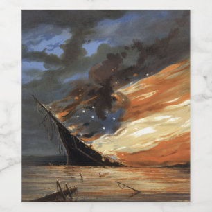 Rótulo De Garrafa De Cerveja Bandeira da Guerra Civil Rebelde no Fogo da bandei