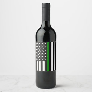 Rótulo De Garrafa De Cerveja Bandeira da Linha Verde Fina: Veteranos Militares