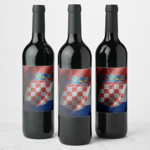 Rótulo De Garrafa De Cerveja Bandeira de seda da Croácia