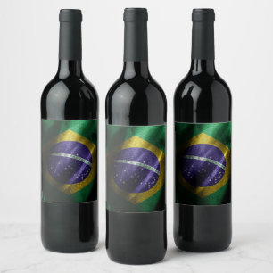Rótulo De Garrafa De Cerveja Bandeira de seda do Brasil