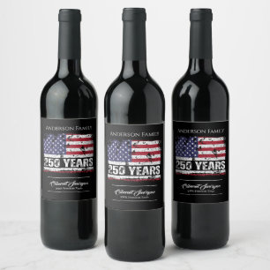 Rótulo De Garrafa De Cerveja Bandeira Retro América 250 Anos Aniversário de 250