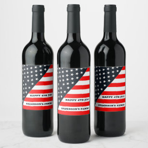 Rótulo De Garrafa De Cerveja Bandeiras Americanas E Estrelas