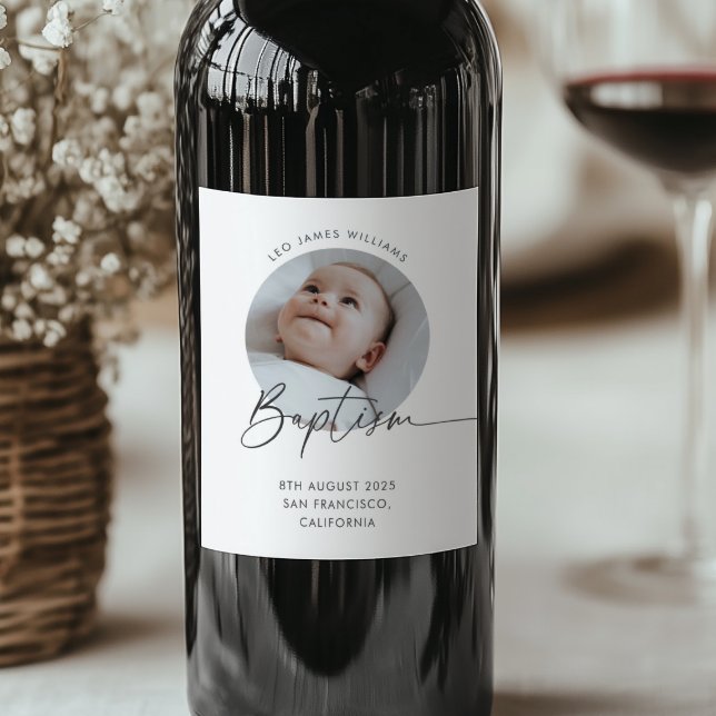 Rótulo De Garrafa De Cerveja Baptism Photo Thank You (Zazzle Baptism Photo Thank You Wine Label)