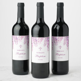 Rótulo De Garrafa De Cerveja Batismo de glicínias rosa