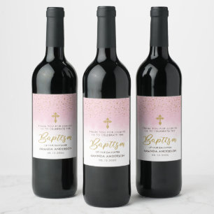 Rótulo De Garrafa De Cerveja Batismo Dourado E Rosa Da Garota Da Água