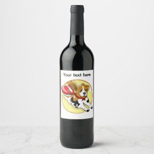 Rótulo De Garrafa De Cerveja Beagle engraçado de cão super-herói