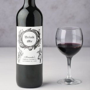 Rótulo De Garrafa De Cerveja Beba Me Vintage Chá de Noiva Alice no País das Mar