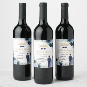 Rótulo De Garrafa De Cerveja Bebê Azul Floral Gêmeos Menino Menina Quinceanera
