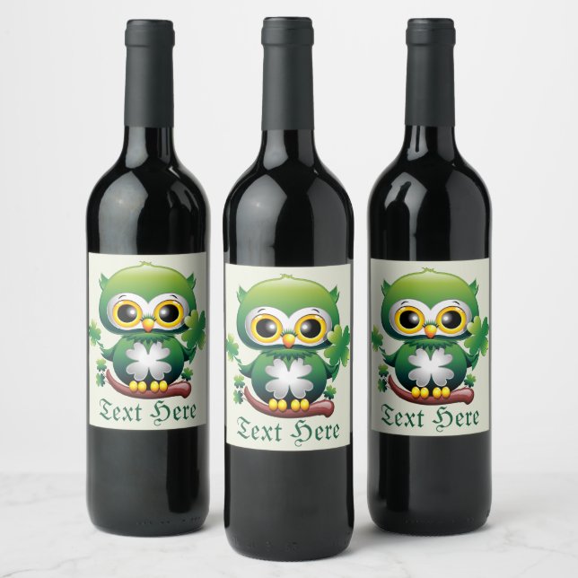 Rótulo De Garrafa De Cerveja Bebê Coruja Fofo St Patrick Cartoon (Garrafas)