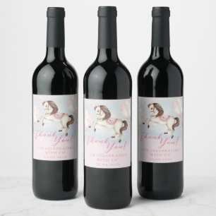 Rótulo De Garrafa De Cerveja Bebê de conto de fadas Pônei balões cor-de-rosa es