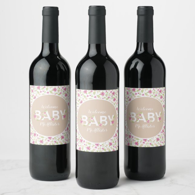 Rótulo De Garrafa De Cerveja Bebê no Bloom Chá Rosa Vintage Flowage Girl (Garrafas)