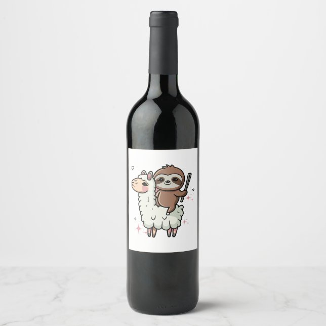 Rótulo De Garrafa De Cerveja Bebê Preguiça e Lhama Fofos  (Frente)