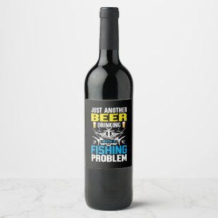 Rótulo De Garrafa De Cerveja Bebendo De Cerveja Presente Com Problema De Pesca