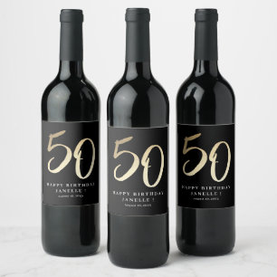 Rótulo De Garrafa De Cerveja Bebida de Aniversário de 50 Anos em Tipo Dourado M