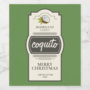 Rótulo De Garrafa De Cerveja Bebida de Natal Tropical de Coquito Coquito