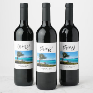 Rótulo De Garrafa De Cerveja Bela Árvore de Palmeira Tropical de Praia Ventilad