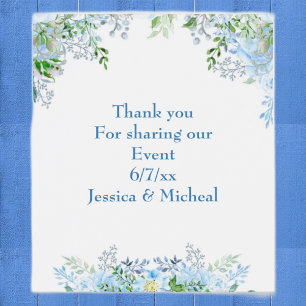 Rótulo De Garrafa De Cerveja Bela flor azul obrigado 