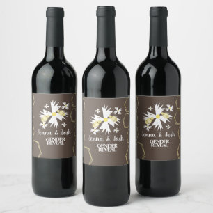 Rótulo De Garrafa De Cerveja Bela Flor de Abelha Botânica Amarela Branca Margar