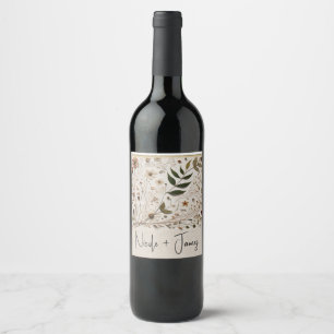 Rótulo De Garrafa De Cerveja Beleza Natural Botânica Flores & Folhas Casamento